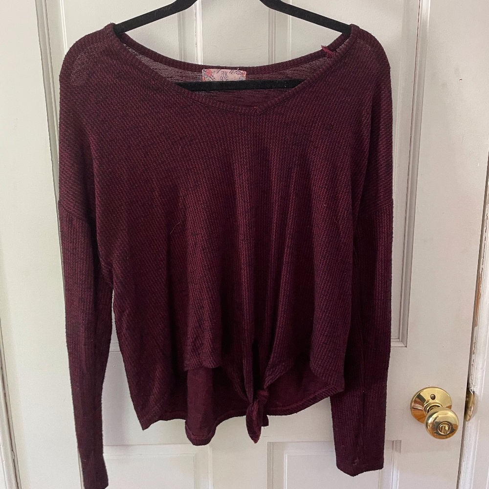 Medium Pink Rose Front Tie Sweater